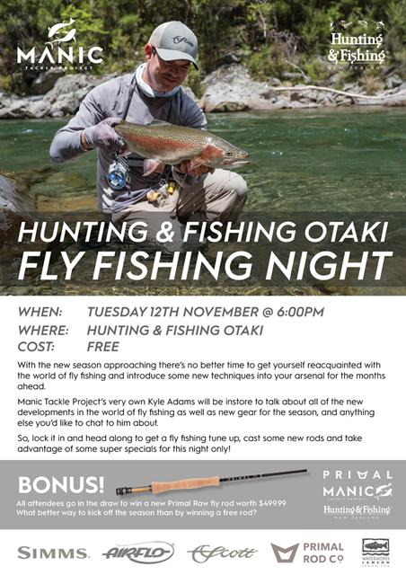 Hunting & Fishing Otaki Fly Fishing Evening - Tuesday Nov 12th