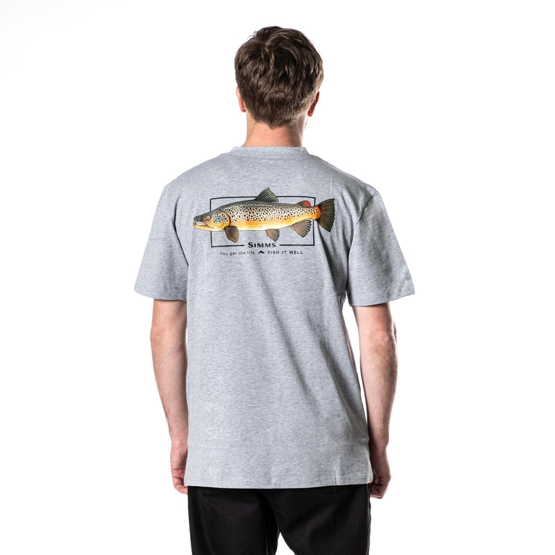 Simms Artist Tee | Brown Trout Grey Marle